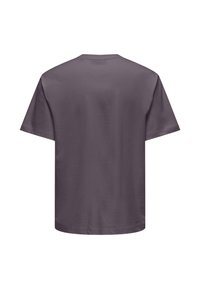Short-sleeve T-shirt in a muted purple color, featuring a round neckline, relaxed fit, and smooth texture without any visible patterns.