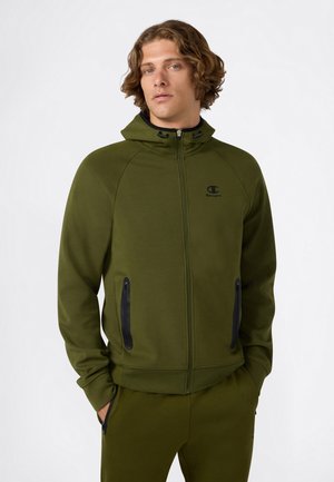 HOODED - Felpa con zip - khaki