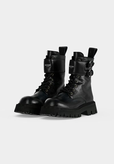 MOSCHINO STIVALETTO DONNA - Μποτάκια με κορδόνια - nero