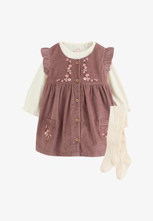 Next, BABY PINAFORE BODYSUIT AND TIGHTS 3 PIECE SET - Body - chocolate brown floral