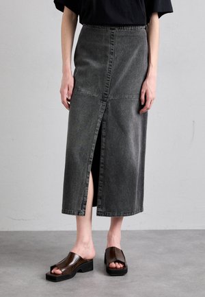 MIDI SKIRT - Denimnederdele - grey