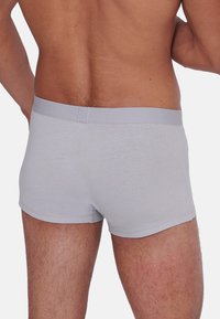 Boxer briefs grigio chiaro realizzati in materiale morbido, caratterizzati da un elastico in vita liscio e da un design aderente con gambe corte.