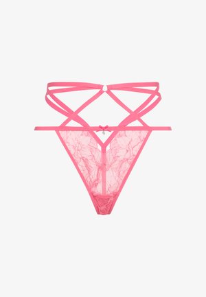 Rosa blondertring med kryssende stroppdesign. Har en liten sløyfe og charmdetalj bak som fremhever delikate blomsterdetaljer.