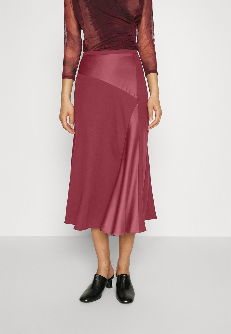 DKNY MATTE & SHINE PANEL SKIRT - Φούστα σε γραμμή Α - cabernet