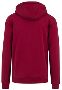 Felpa con cappuccio rossa, in morbido misto cotone, maniche lunghe, polsini e orlo a kostato, tasca a marsupio, texture liscia, design essenziale.