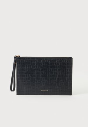 Tommy Hilfiger, LEATHER CROCO-PRINT ZIP POUCH - Trousse de toilette - black