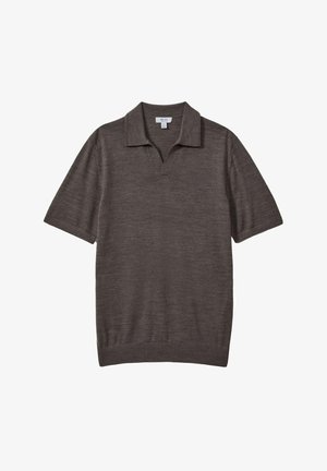 Reiss REGULAR FIT - DUCHIE OPEN COLLAR - Polokošeľa - dark brown melange