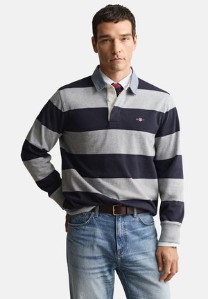 GANT STRIPE HEAVY RUGGER - Pitkähihainen paita - grey melange