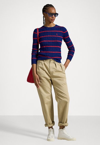 Polo Ralph Lauren STRIPED  CABLE KNIT COTTON SWEATER - Pulover - blue/red