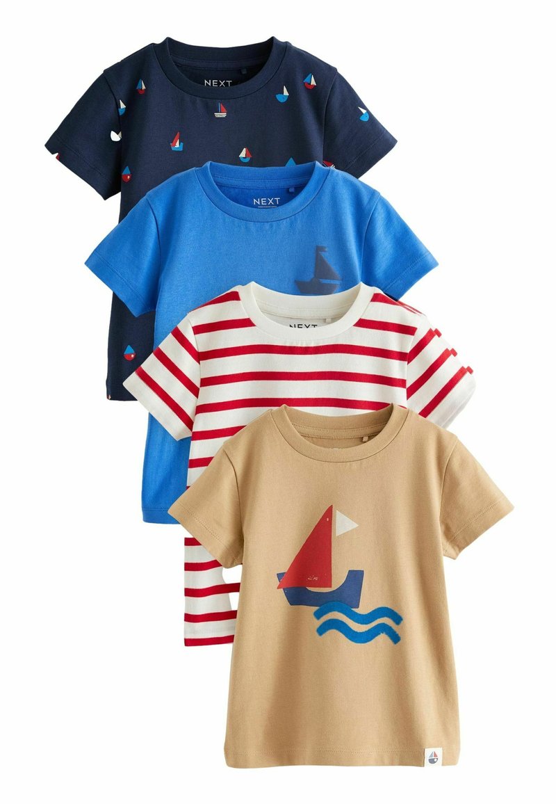 Next CHARACTER SHORT SLEEVES 4 PACK STANDARD - Triko s potiskem - white blue red