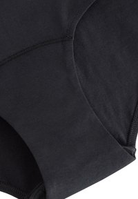 L'intimo hipster in cotone nero presenta una texture liscia, con una cintura larga e dettagli di cucitura discreti.
