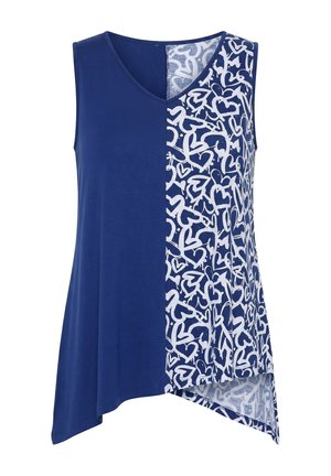 Angel of Style, LONG TOP, A-LINE, HALF WITH HEART PATTERN, ASYMMETRIC HEM - Débardeur - dark blue