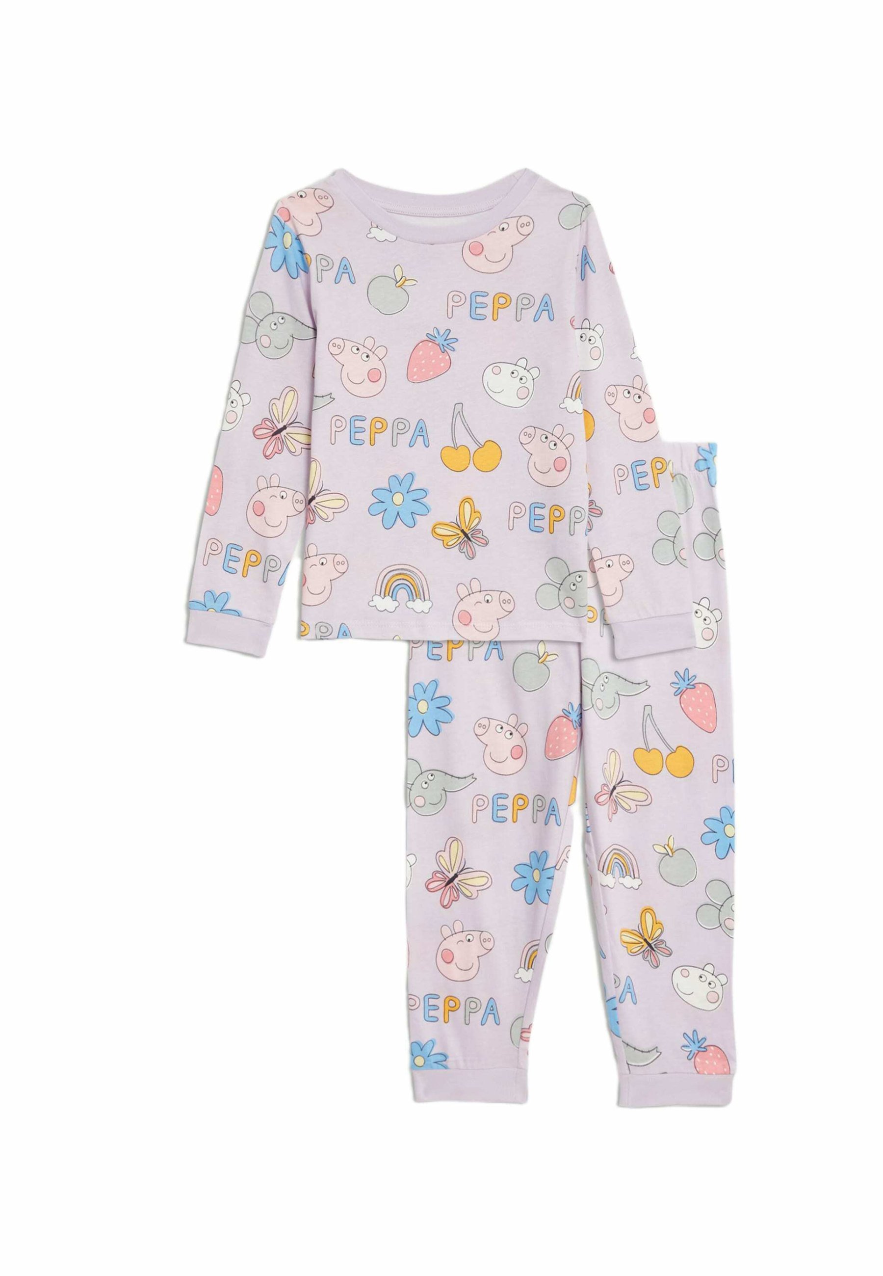 Pyjama Peppa Pig Fille - Ensemble Coton 100% Thème Nuit Étoilée Avec Licorne