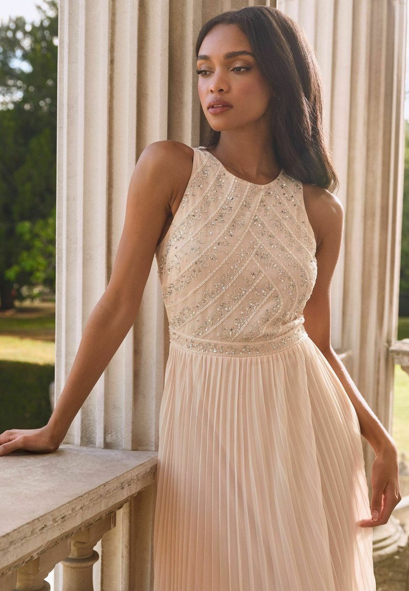 chinese dress ladies Ellie Bodycon Mini Dress in Baby Pink , One Shoulder , High Neck main image 1