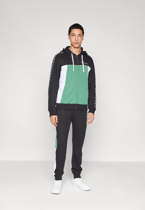 HOODED FULL ZIP SWEATSHIRT SET - Trainingspak - black/green