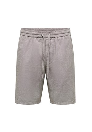 Lysegrå shorts lavet af tekstureret stof, med elastisk talje med snøre og sidelommer.