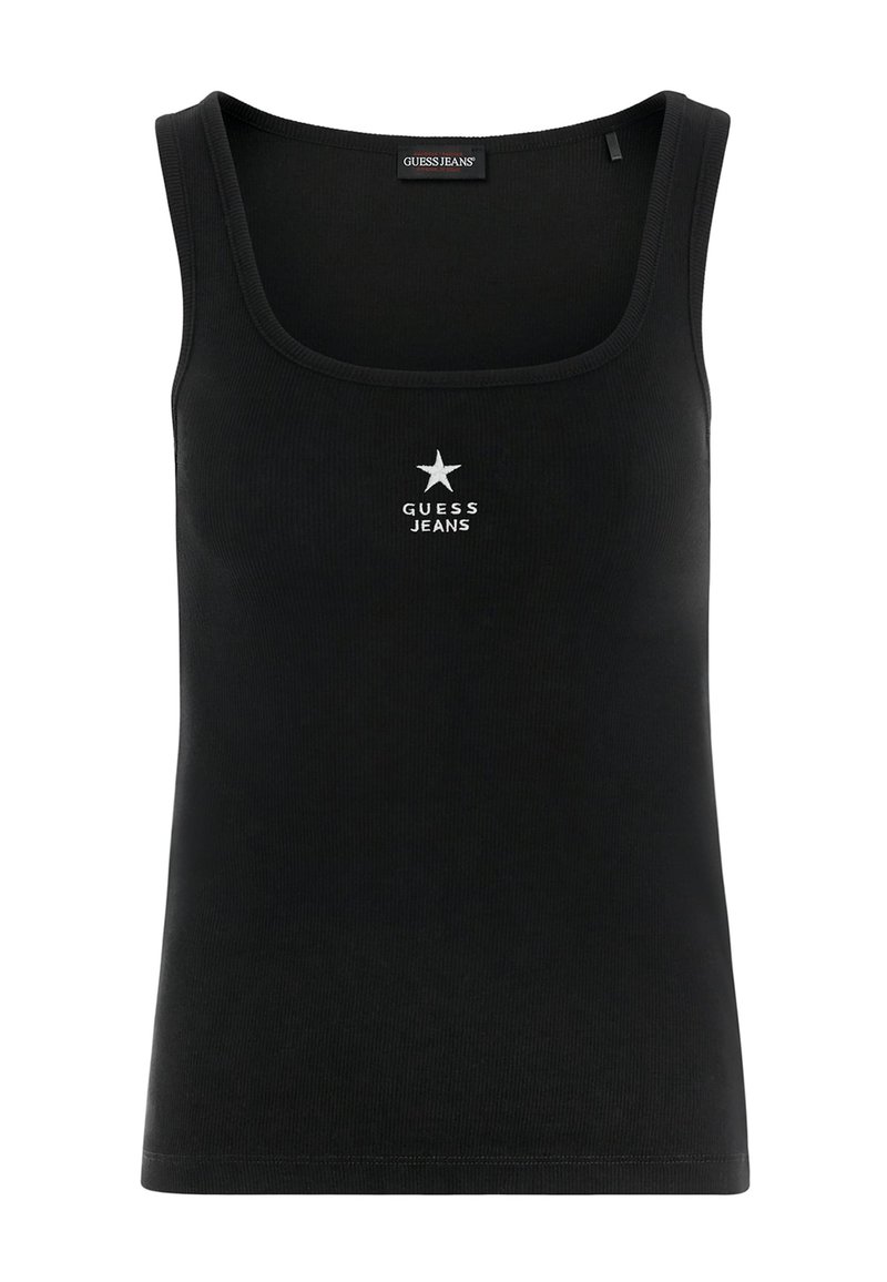 Guess Jeans TANK SLIM - Topper - jet black/svart - Zalando.no