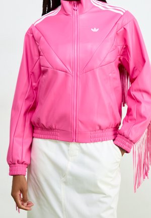 Imiteret læderjakke - pink