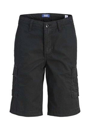 Short cargo noir longueur genoux avec poches latérales, fermeture par bouton et passants pour ceinture de la marque Jack & Jones.
