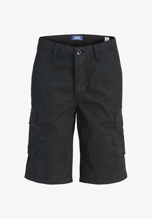 Short cargo noir longueur genoux avec poches latérales, fermeture par bouton et passants pour ceinture de la marque Jack & Jones.