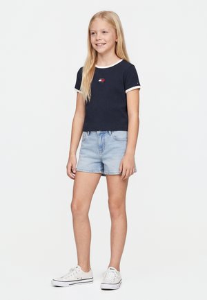 Tommy Hilfiger HERITAGE FLAG RIBBED EXTRA SLIM T-SHIRT - Μπλουζάκι με στάμπα - dark night navy