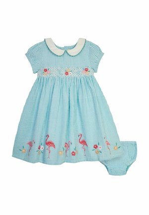 FLORAL EMBROIDERED SMOCKED REGULAR FIT SET - Jurk - duck egg blue flamingo