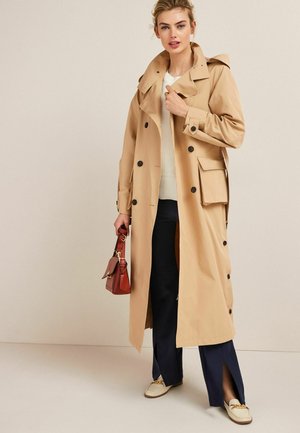 BUTTON SIDE HOODED - Trenkot - camel