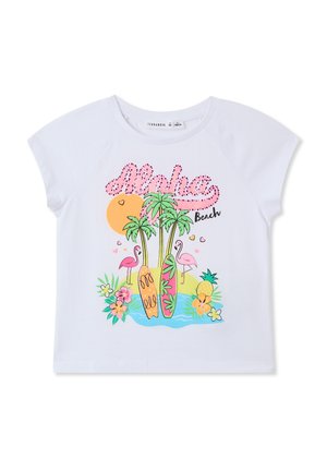 P.LLO SCRITTA ALOHA  - T-shirt con stampa - bianco ottico