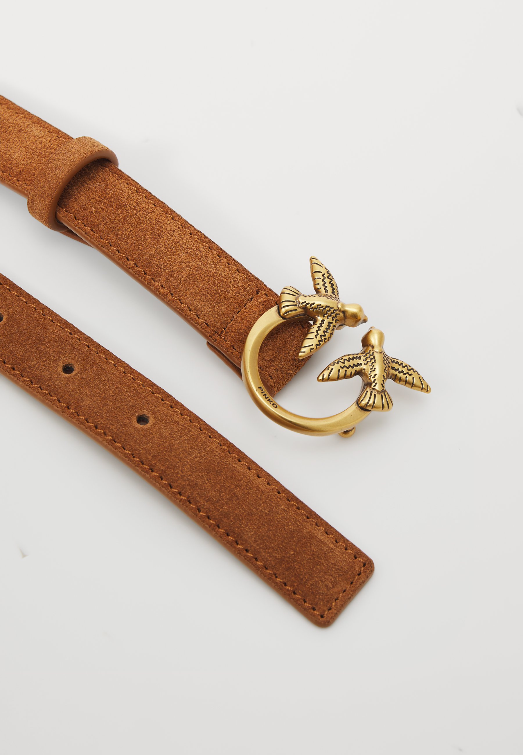 【関税&送料込】Pinko Belts Brown Reimagine by PINKO X Patrick McDowell thin 2.5 cm belt with