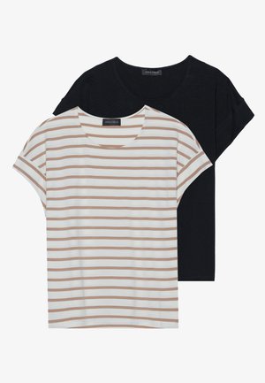 Anna Field 2 PACK - T-shirts med print - black/beige/off-white