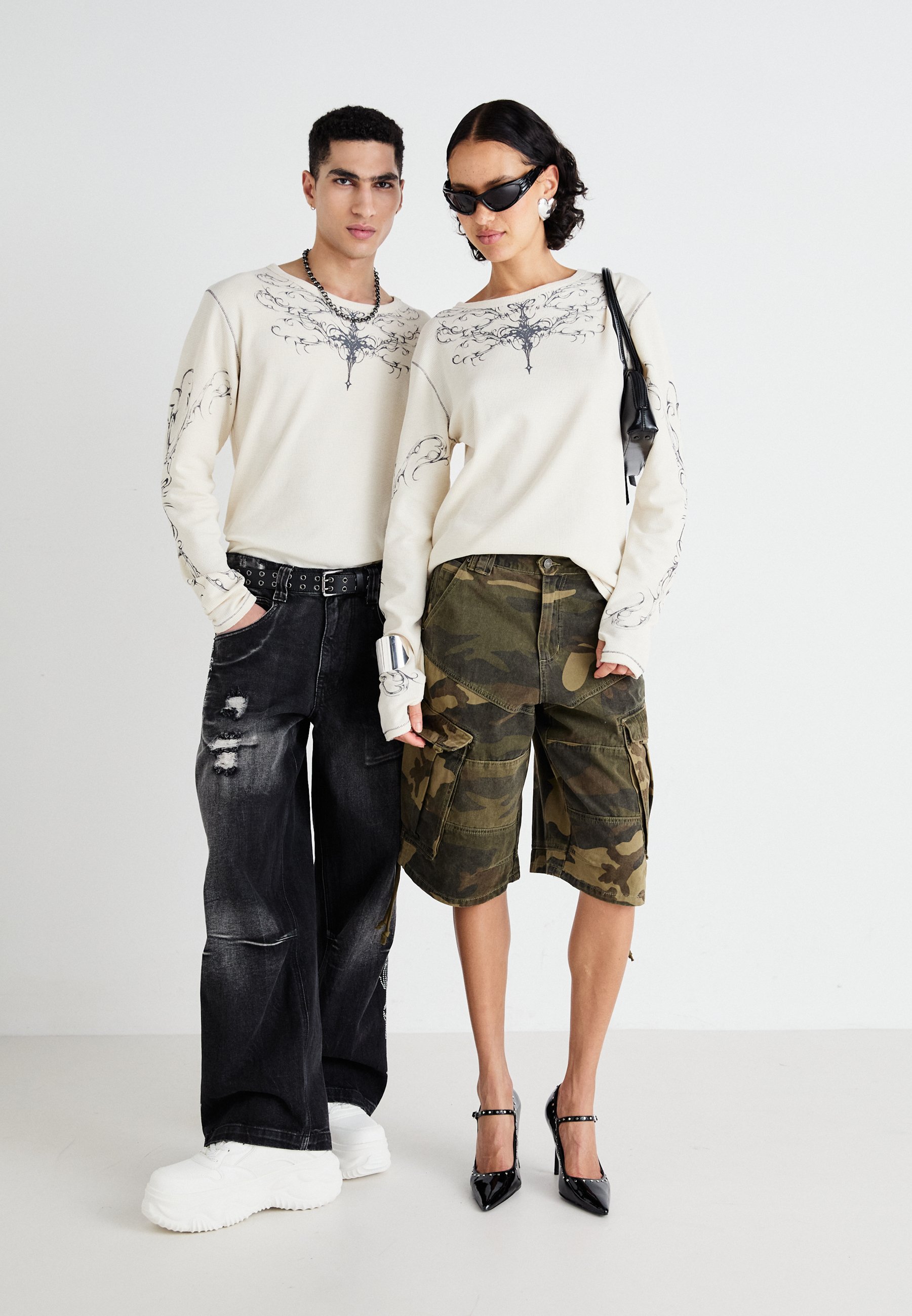 Jaded London INES UNISEX - Long sleeved top - white/multi