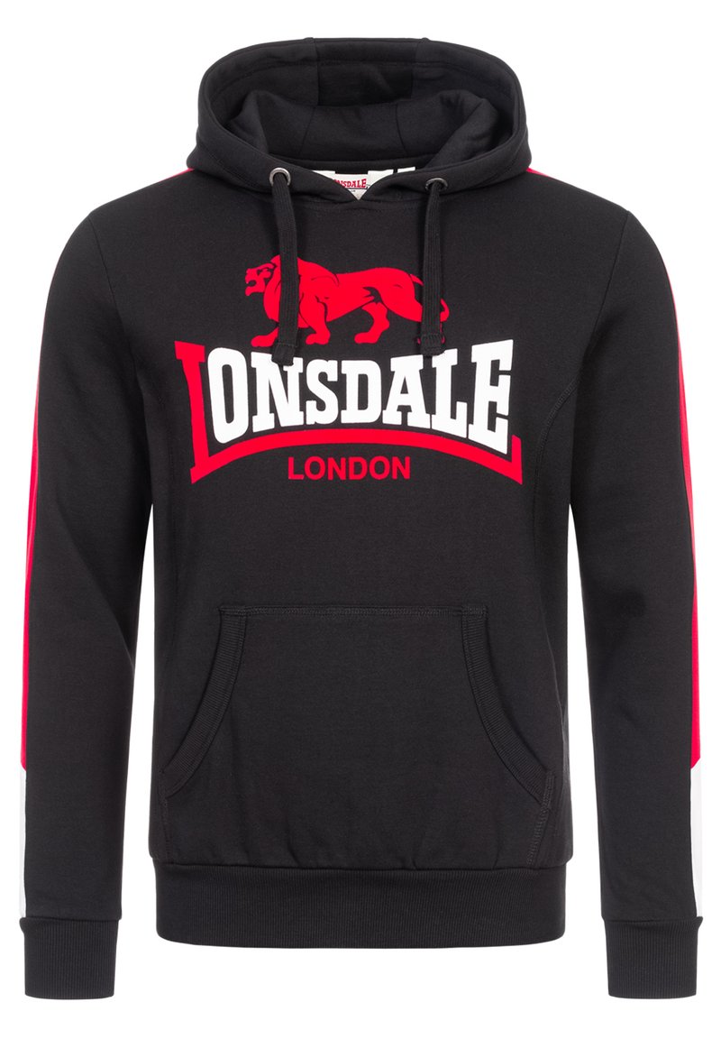 Lonsdale NORMALE PASSFORM LANGWELL - Sweat à capuche - black white red ...