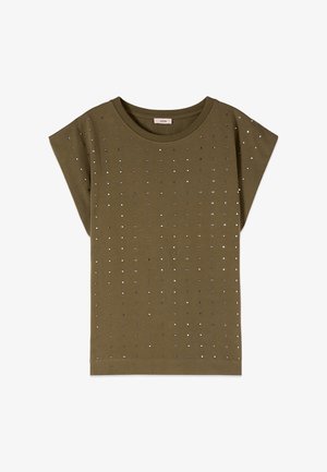 Oltre, T-SHIRT CON CRISTALLI - Camiseta estampada - verde militare