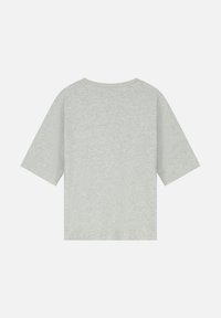 Lichtgrijs T-shirt met korte mouwen, relaxed fit, ronde halslijn en zachte textuur. Geen zichtbare patronen of accenten.