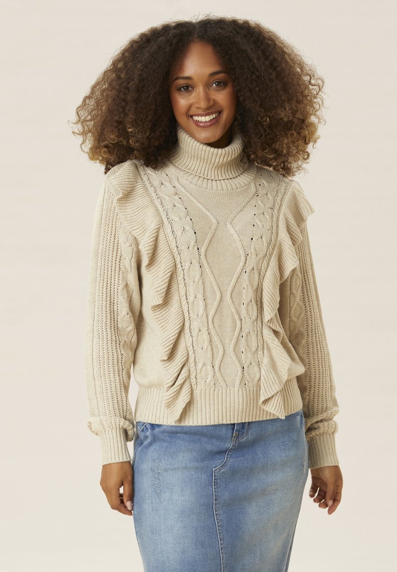 Damen Strickjacken | Cream Strickpullover oat melange/beige - LF09436 Damen Strickjacken | Cream Strickpullover oat melange/beige - LF09436