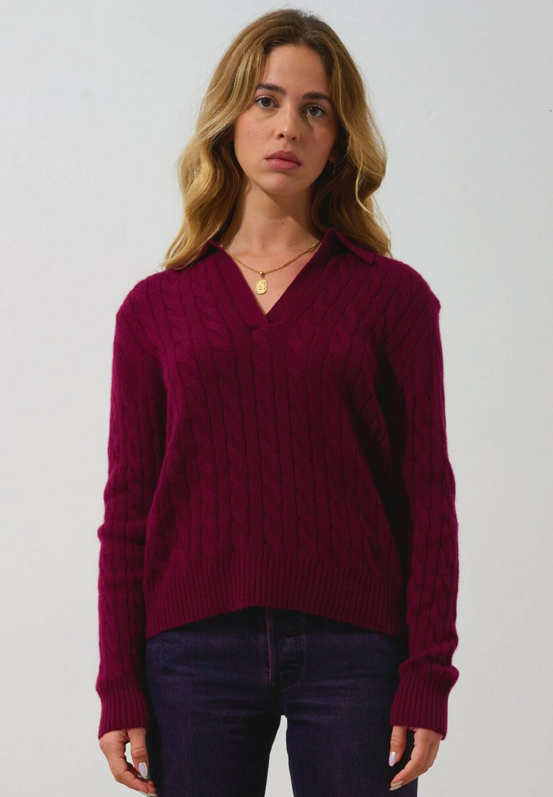 Authentic Cashmere Stickad tröja - burgundy