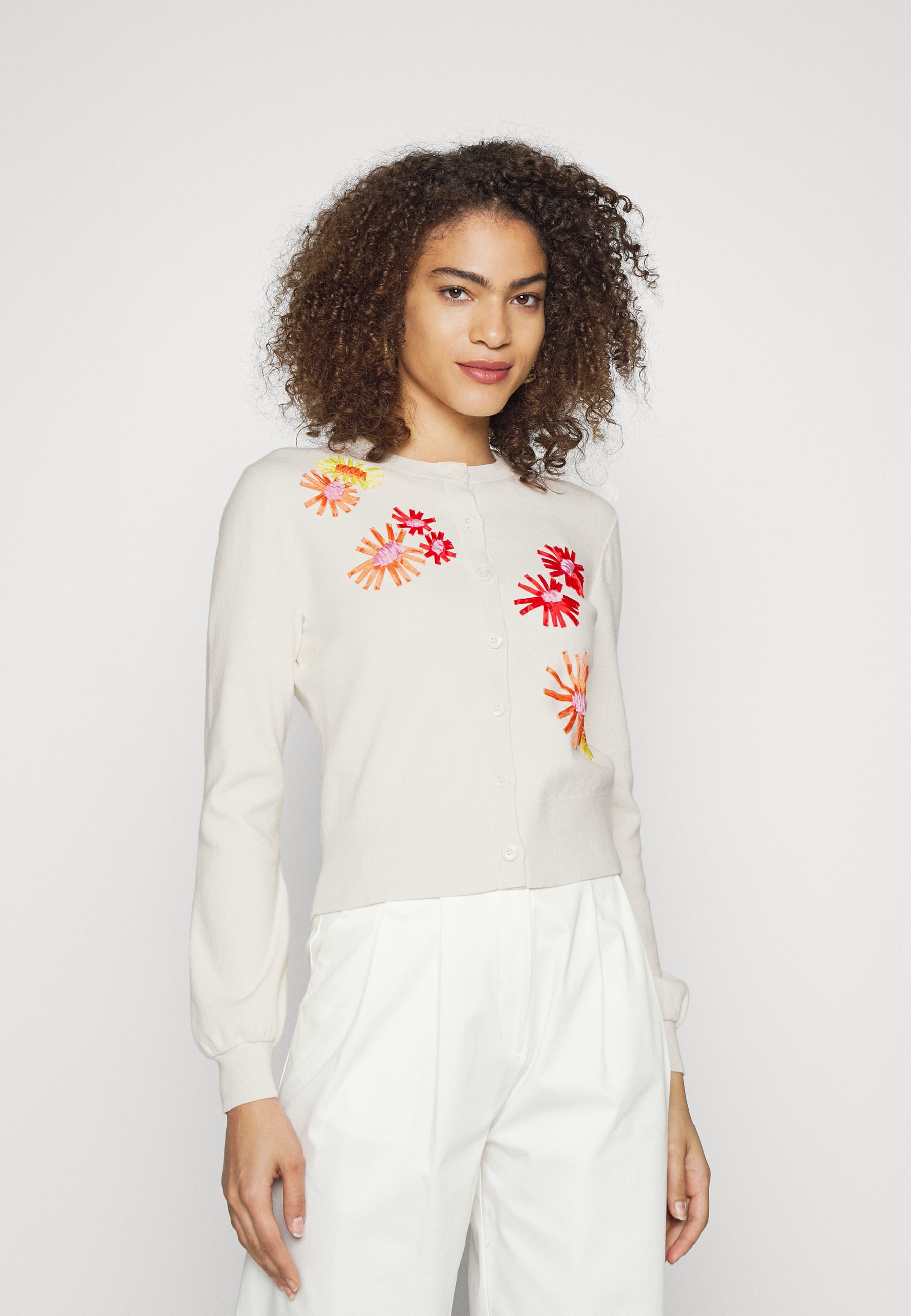 FLORAL EMBROIDERED - Cardigan - cream 