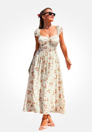 Cupshe, FLORAL PRINT MAXI VACATION DRESS - Vestido largo - white  floral