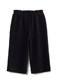 Zwarte corduroy shorts met een elastische tailleband, gekenmerkt door een textuur van verticale ribbels en een subtiele glans. Afgewerkte randen geven het ontwerp de finishing touch.