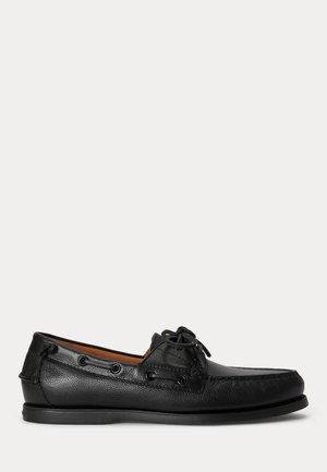 Polo Ralph Lauren, MERTON TUMBLED LEATHER BOAT SHOE - Παπούτσια χωρίς κορδόνια - triple black