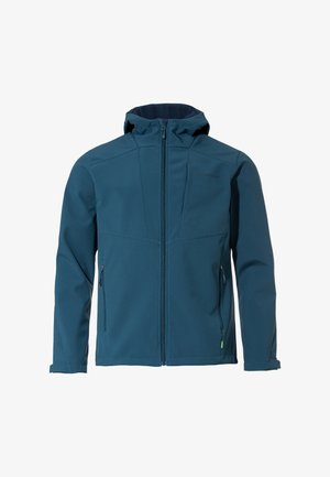 Tengerészkék softshell dzseki kapucnival, teljes front cipzárral és két oldalsó cipzáros zsebbel. Simább textúrával és ergonomikus kialakítással rendelkezik.