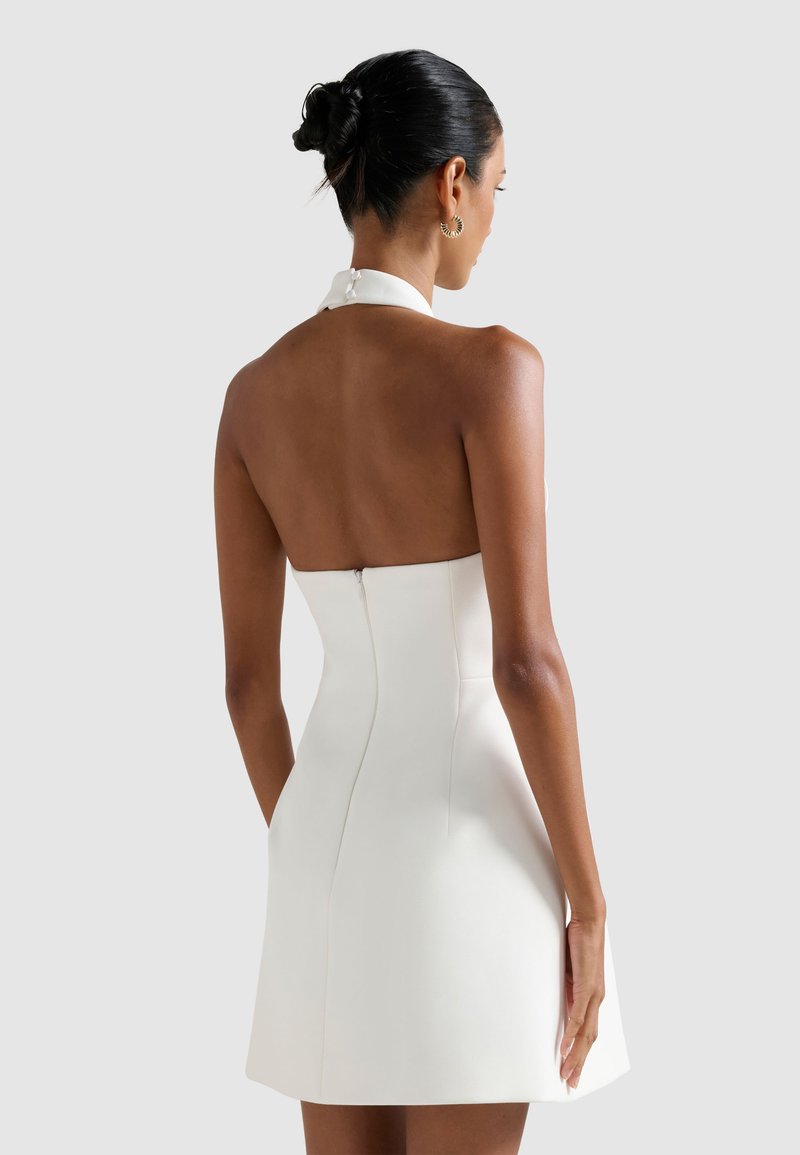 faille halter mini dress in white Maeva Halter Mini Dress White