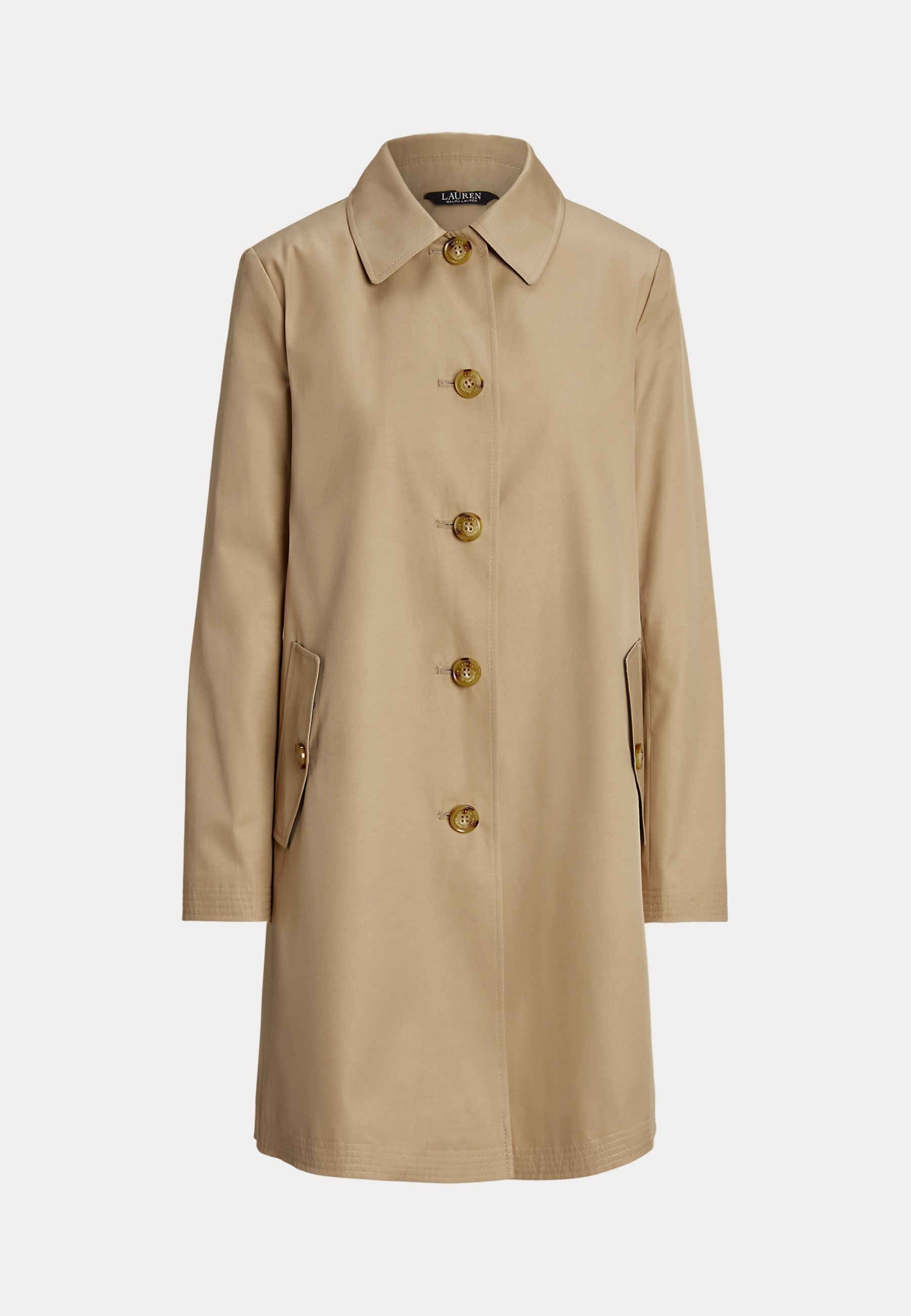 HOODED COTTON BLEND BALMACAAN COAT - Short coat - birch tan
