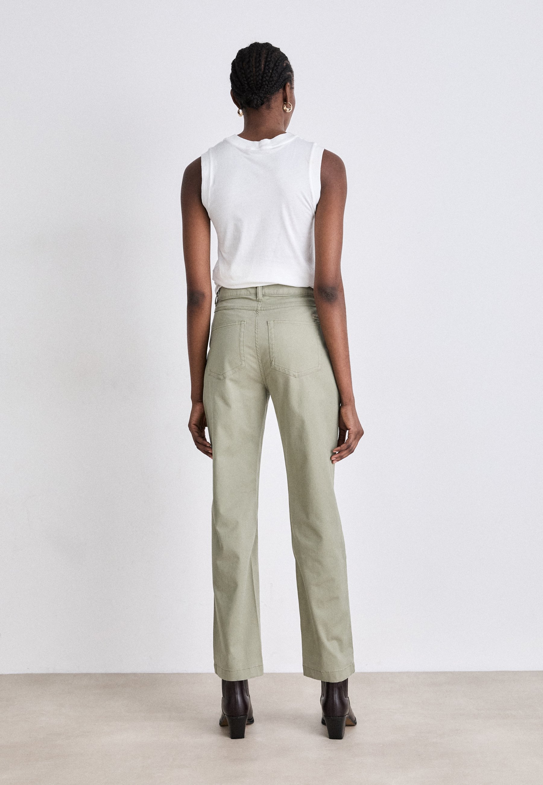 STRETCH HIGH RISE STRAIGHT PANT - Trousers - nordic dust