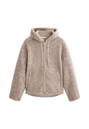 OYSHO FAUX-SHEARLING HOODED - Flísová bunda - light brown