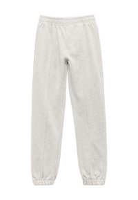 Ljusgrå sweatpants med elastisk midja och muddar. Tillverkade av mjukt, texturerat tyg, med en avslappnad passform och sid sömmar.