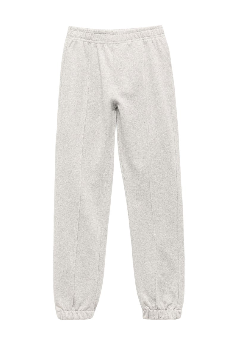 Ljusgrå sweatpants med elastisk midja och muddar. Tillverkade av mjukt, texturerat tyg, med en avslappnad passform och sid sömmar.