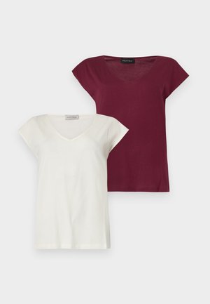 Anna Field, 2 PACK - Osnovna majica kratkih rukava - off-white/bordeaux