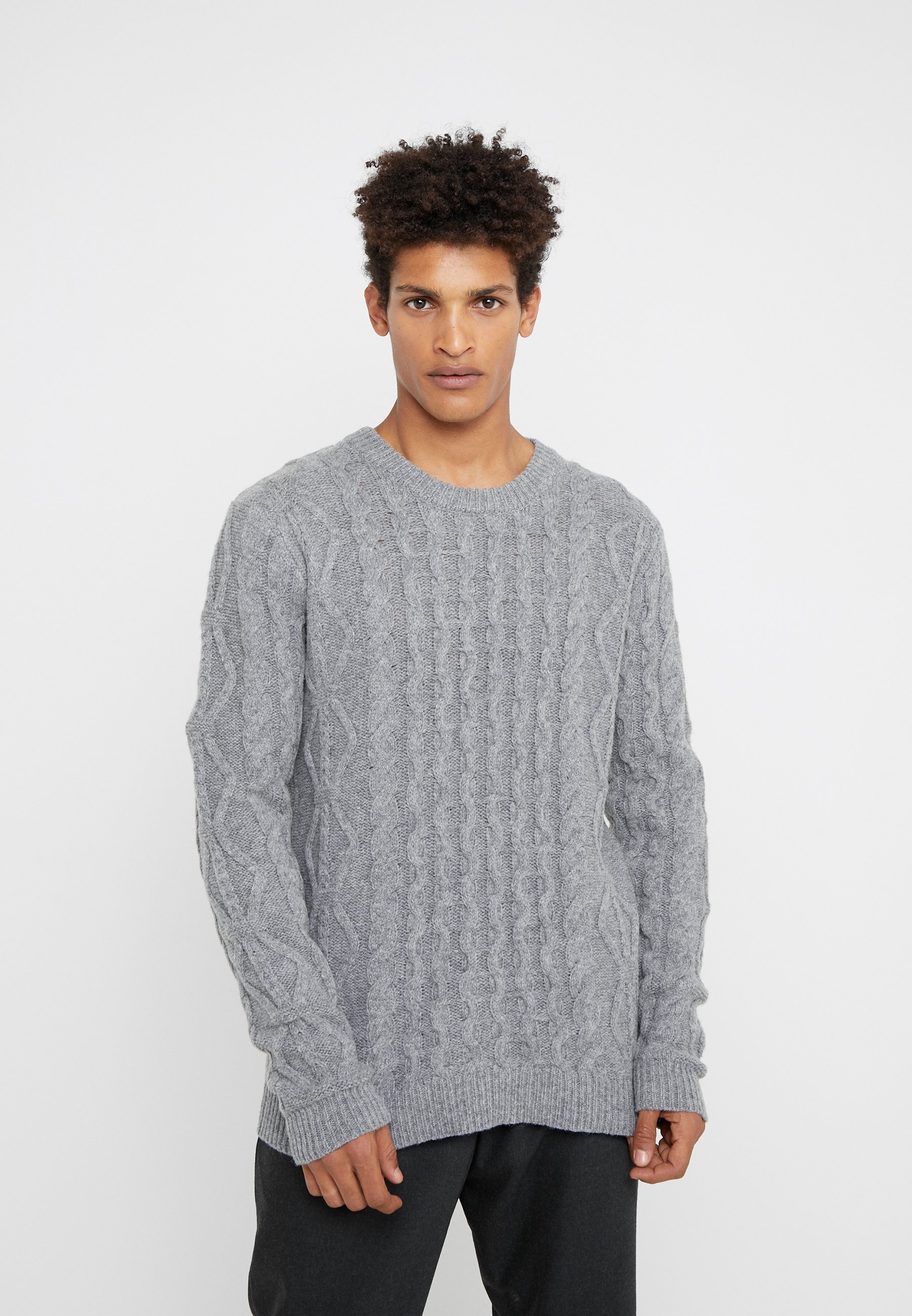 Les Deux PIGALLE CABLE Trui light grey melange Zalando.nl Les Deux PIGALLE CABLE Trui dark navy Zalando.nl