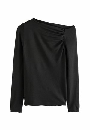 ASYMMETRIC GATHERED - Hosszú ujjú felső - black